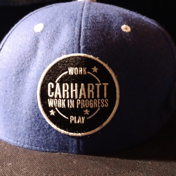 CARHARTT WORK IN PROGRESS Blue Wool Blend Baseball Cap One Size - Picture 2 of 4
